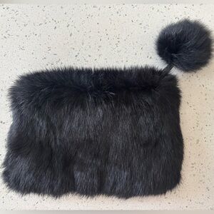 Buji Baja Fur Pouch Leather Pull with Pom